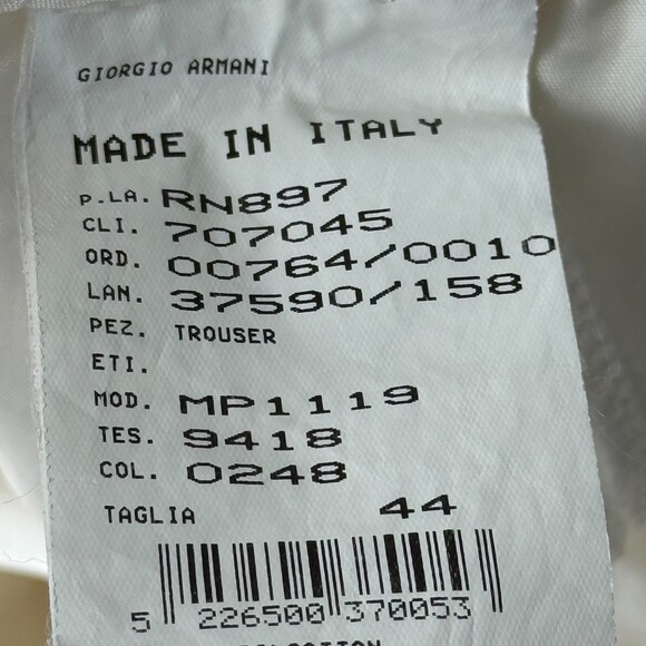 Giorgio Armani Cream Straight Leg Trousers Cotton Blend Minimalist Quiet Luxury - Picture 7 of 7